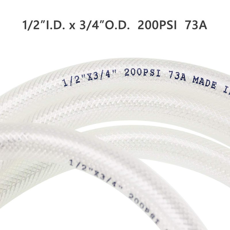 Eastrans 1/2" ID x 3/4" OD - 10 Ft High Pressure Braided Clear PVC Vinyl Tubing Flexible Vinyl Tube, Heavy Duty Reinforced Hose Tubing, BPA Free and Non Toxic - Image 5